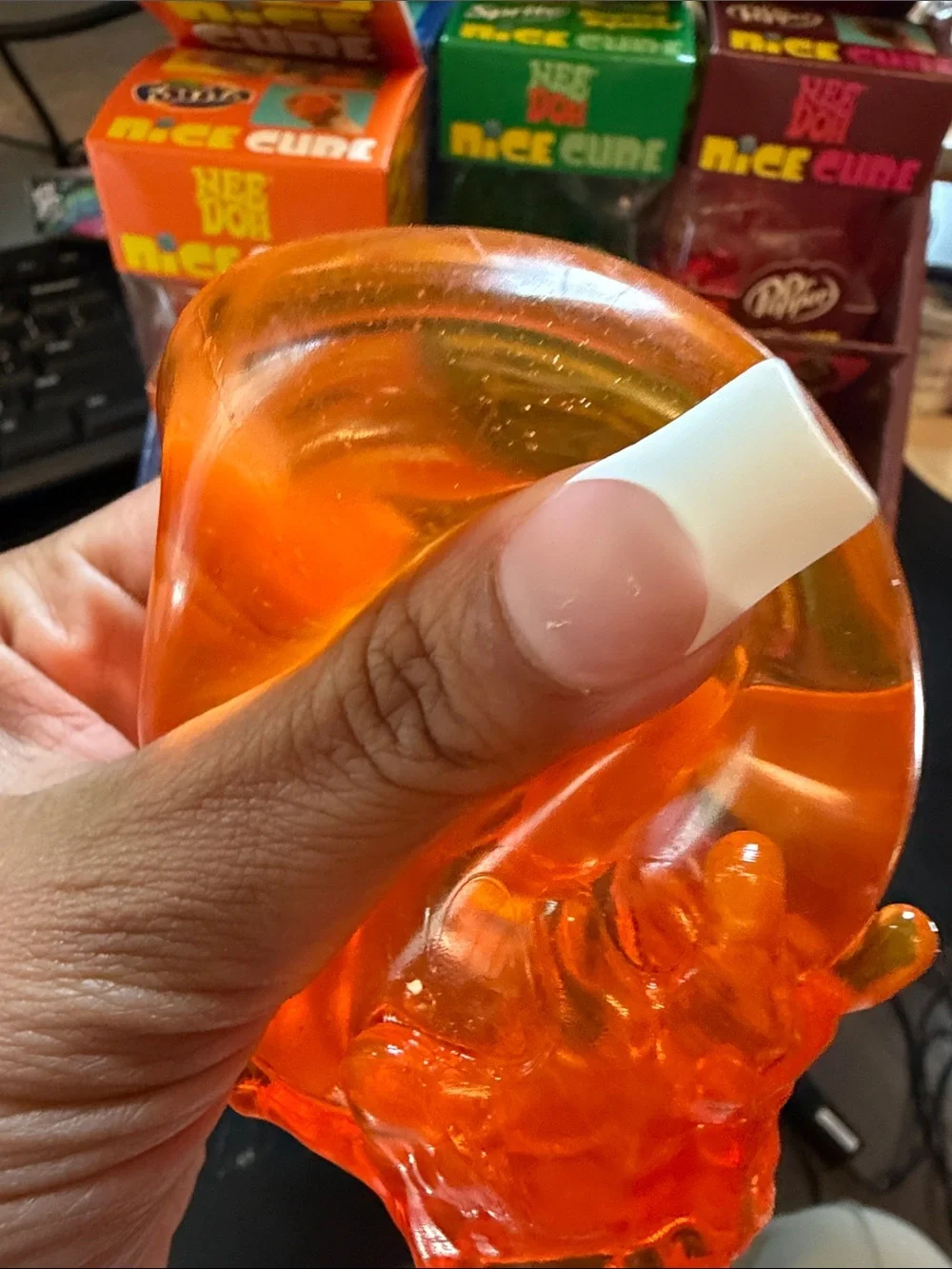 Orange Super Solid Squish! Ice Cube Toy